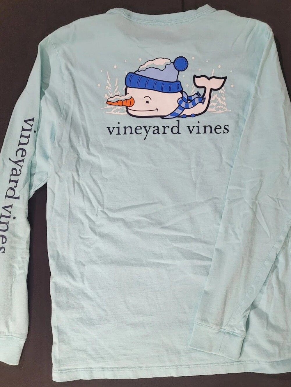 Vineyard Vines Snowman Whale Long Sleeve T-Shirt Kid’s Size XL